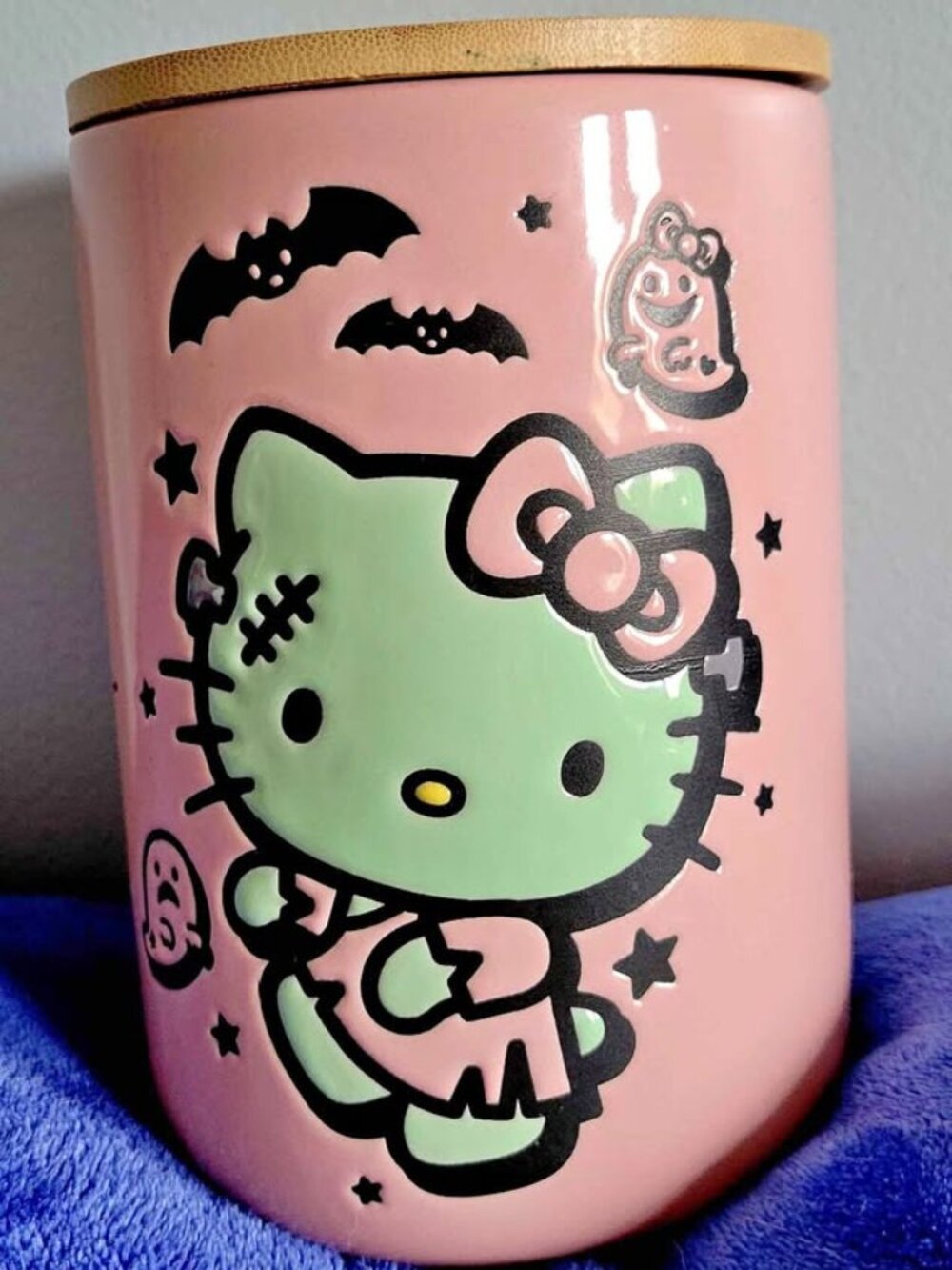 Halloween Frankenstein Hello Kitty Pink Ceramic Jar with Lid